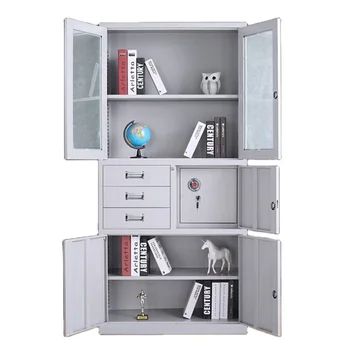 Modern metal file cabinet 3 Drawers File Storage Cabinet Office Furniture Glass Door Steel Filing Cabinet