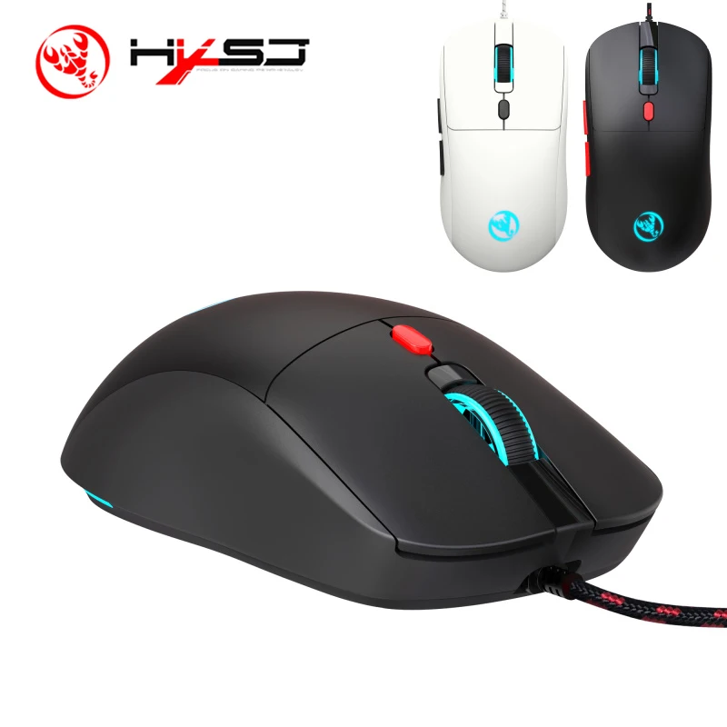 HXSJ X200 125Hz RGB Ergonomic Wired Mouse - 6 Programmable Buttons