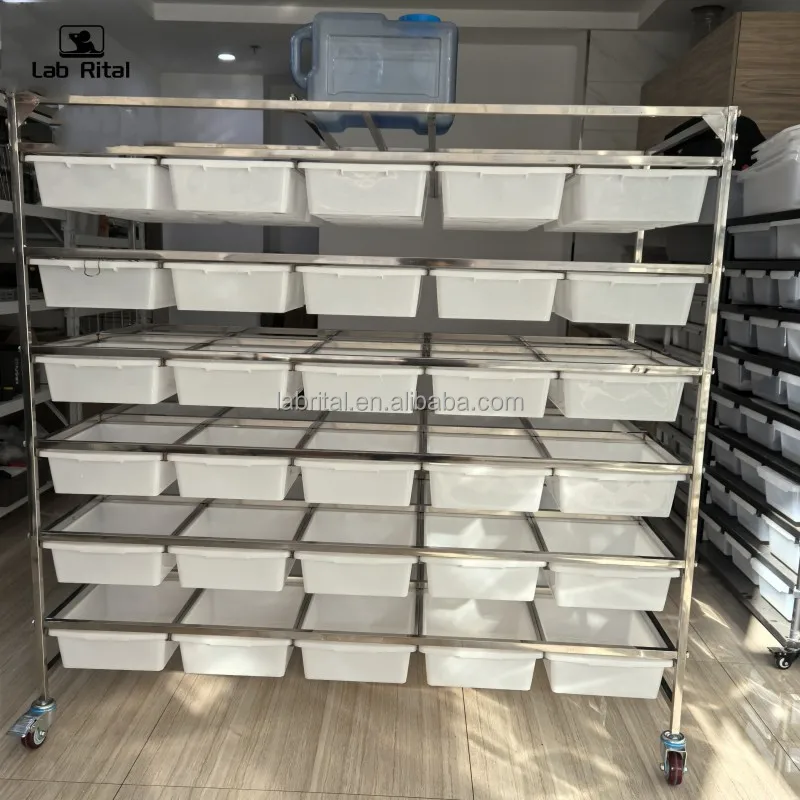 60 Drawers Stainless Steel Rack Laboratory Mouse Breeding Cage PP Mouse ...