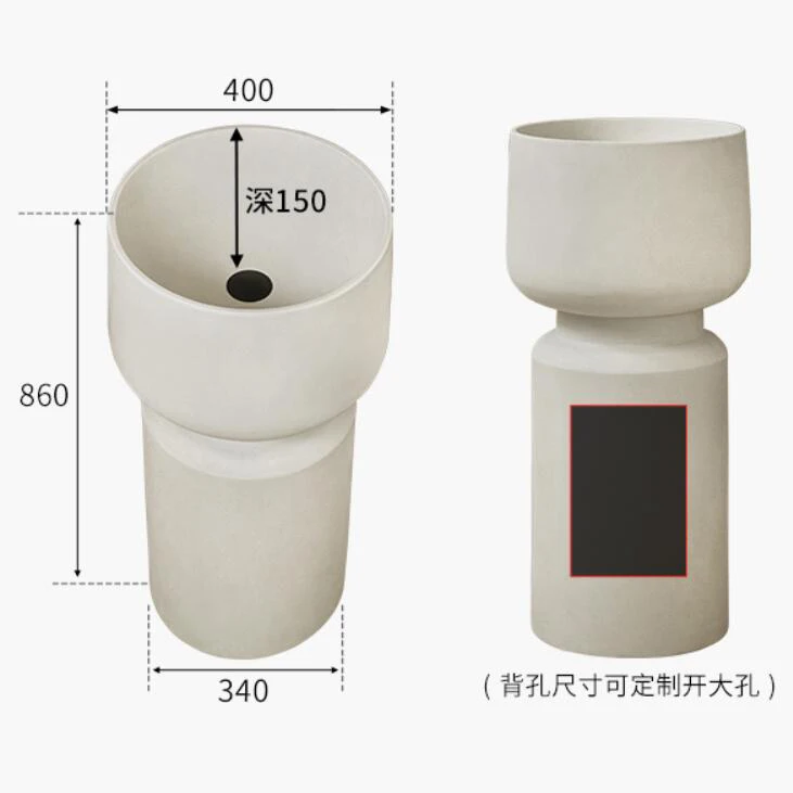 2024 matte white modern sanitary wares european artificial stone bathroom freestanding hand wash basin pedestal sink for hotel supplier