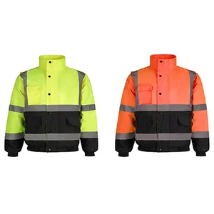 Hi-Viz Workwear ANSI Winter High Visibility Reflective Safety Jacket Hi Vis Working Jacket Mens Custom Logo Winter Work Coat