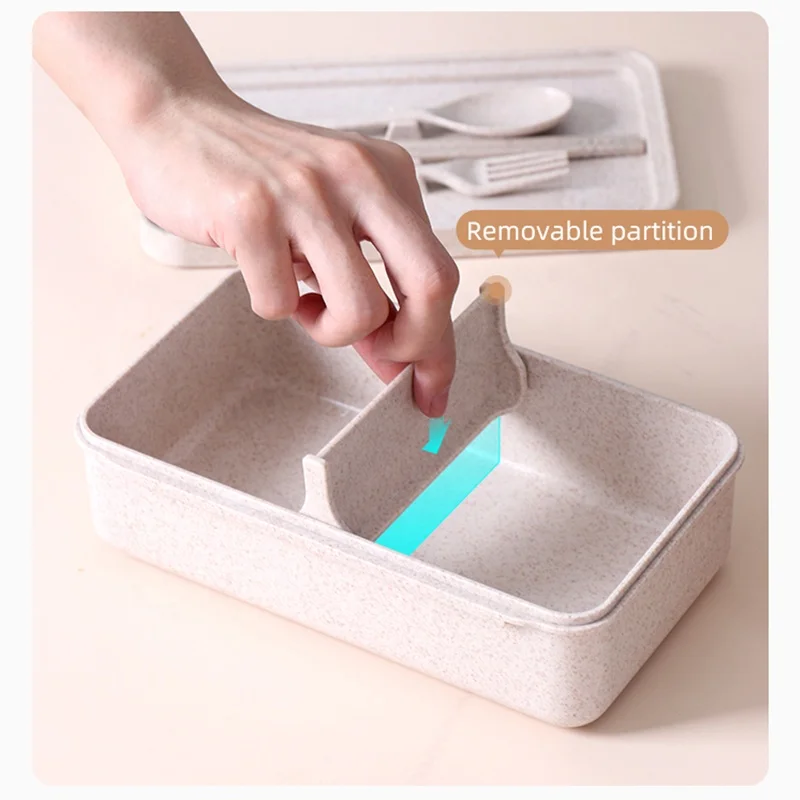 Wovilon Round Bento Box Eco-friendly Wheat Straw Material Portable