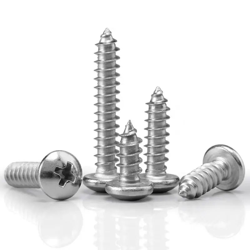 Phillips Suction Cup Flat Screws Stainless Steel M4 Pan Head 14mm Self Tapcon A2-70 Grade M3 Thread Size 10mm Length Din