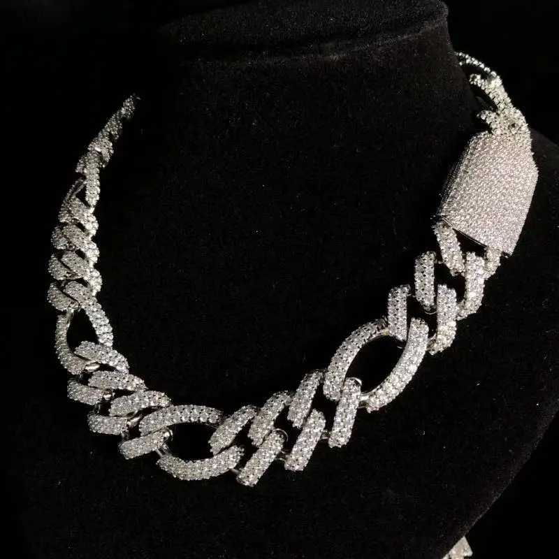 19mm Iced Figaro Necklace Or Bracelet 
