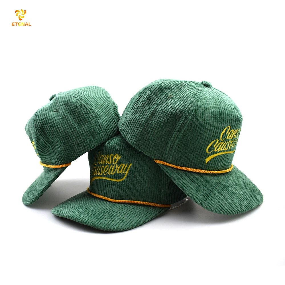 Custom Unstructured 5 Panel Snapback Cap Corduroy Rope Hand Embroidered Oxford Poplin Dot Argyle Fruit Patterns