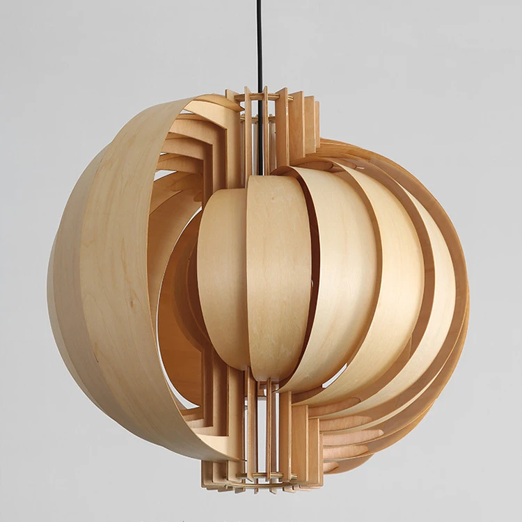 Moon-inspired Scandinavian oak pendant light