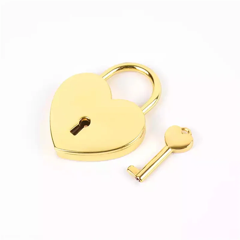 45*59mm Gold Silver Color Love Heart Shaped Padlock Key Lock for