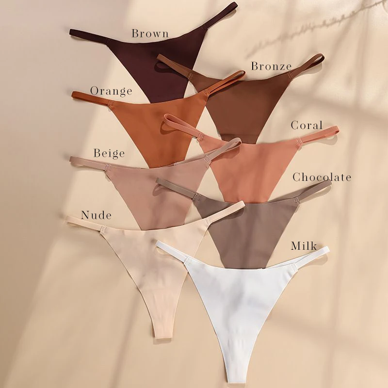 Womens Underwear Thongs Low Rise Seamless Thong Stretch Invisible Bikini Thongs  Panties Multipack (beige, Xl)