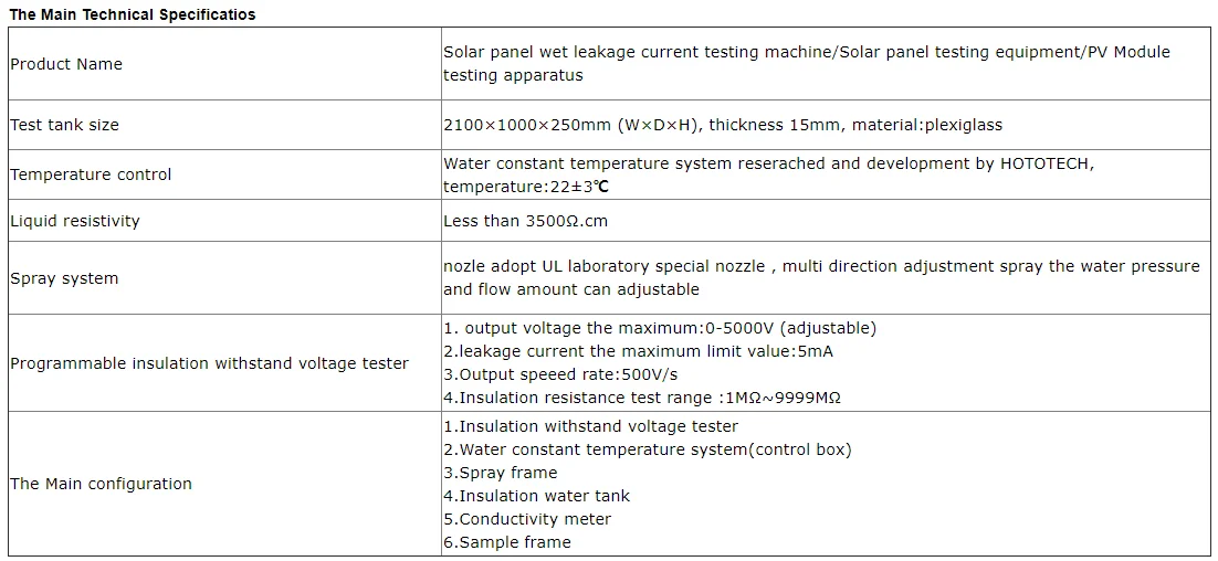 Solar Panel Wet Leakage Current Testing Machine/solar Panel Testing