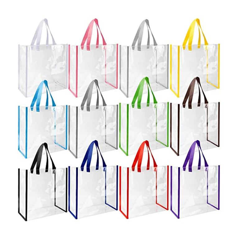 Custom Stadium Approved Clear Pvc Tote Bags 12 X 12 X 6 Inch Large