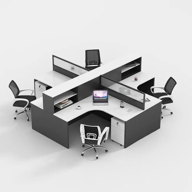 4 Seat Office Furniture Staff Workstation