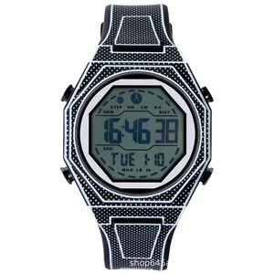 Stylish Cartoon Silicone Custom Polycarbon Mens Watch Waterproof Sport Octagon LED Digital Watches Relojes Hombre
