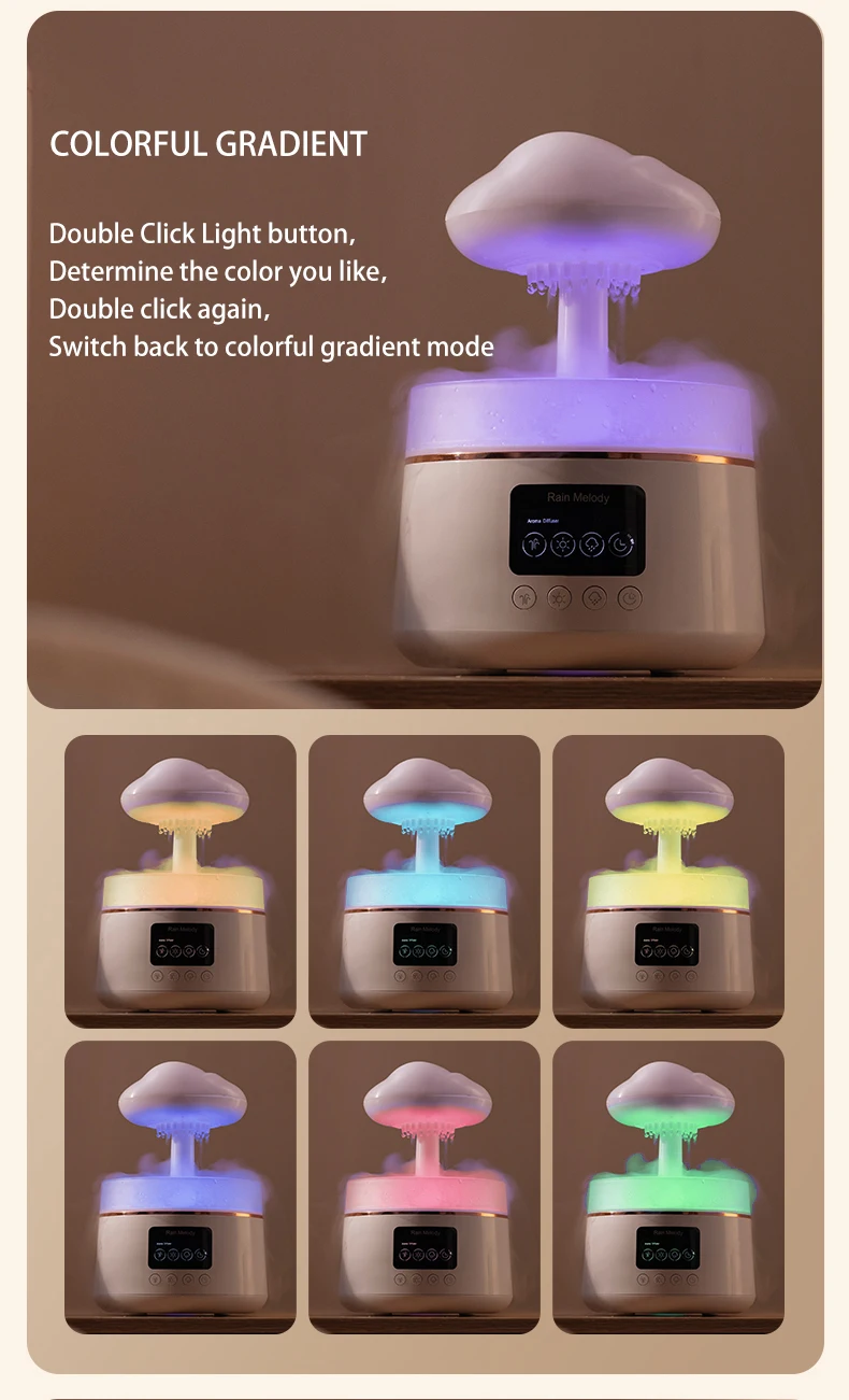 Customized Sleeping Relaxing White Noise Aromatherapy Aroma Essential Oil Diffuser Rain Cloud