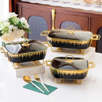 Rectangular Two-ear Ceramic Pot Casserole For Household Cutlery With ...