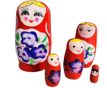 Hot Sale Wooden Handicraft 5 layer  Russia   matryoshka nesting  doll