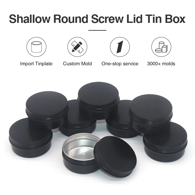 Blue Black Aluminum Jars Metal Paint Cans Food Grade Round Tin Box For Candy Chocolate Dry Food