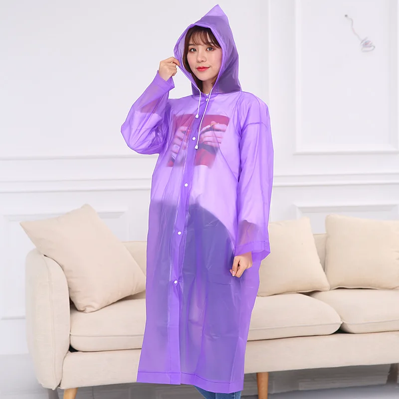 High Quality EVA Reusable Raincoat Emergency Rain Gear Jacket PEVA Adults Kids Rain Poncho with Hood