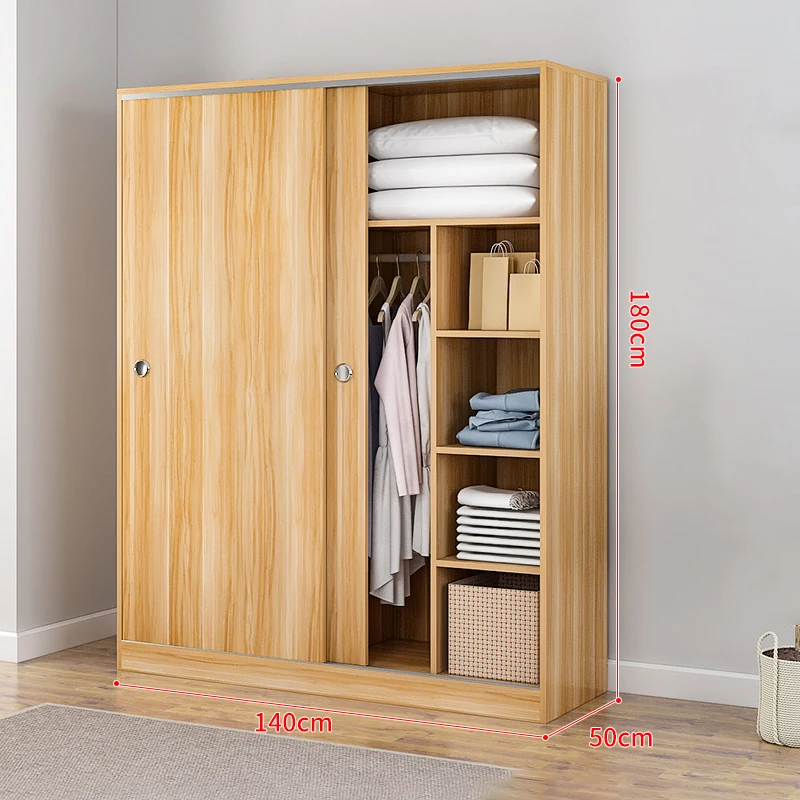 木製引き戸タンス ワードローブ卸売木製寝室ポータブル幅1.4m高品質引き戸モダン