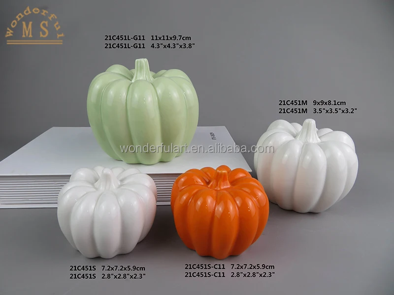 Ceramic pumpkin ornaments pumpkin festival Halloween porcelain figurine Thanksgiving desktop statue for home decoration