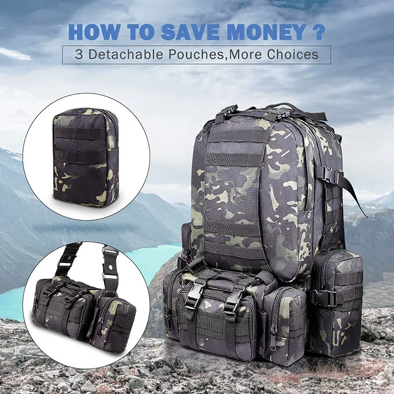 Custom Logo High Quality Durable Camping Backpack Outdoor Sports Tactical Hiking Rucksack 3 Day Hunting Backpack