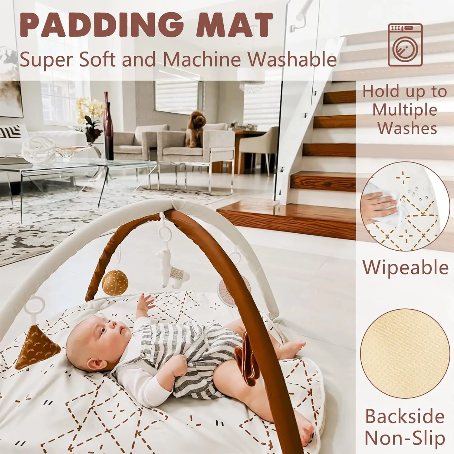 Hot Selling Accept to Customize Tummy Time Activity Mat Washable Play Mats for Infant Non Slip Play Mat