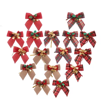 Wholesale Party Ribbon Bow Xmas Tree Ornament Red Christmas Bows In Stock