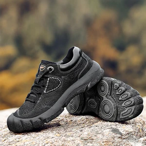 New Men's Outdoor Sport Shoes Genuine Leather Upper Wear Resistant Causal Travel Work Hiking Shoes Training Trekking Shoes