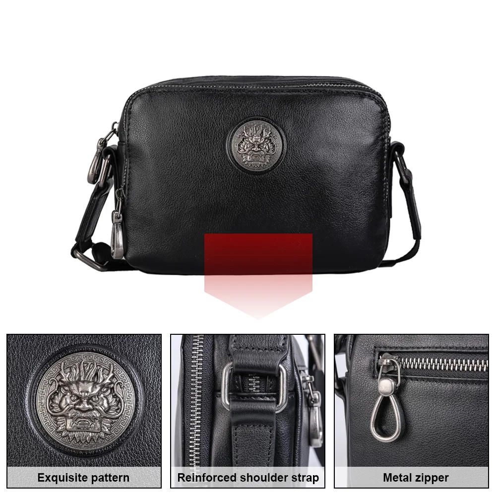 Tiding Custom Fashion Black Small Calf Cowhide Genuine Leather Shoulder Bag Women Leather Messenger Bag Custom
