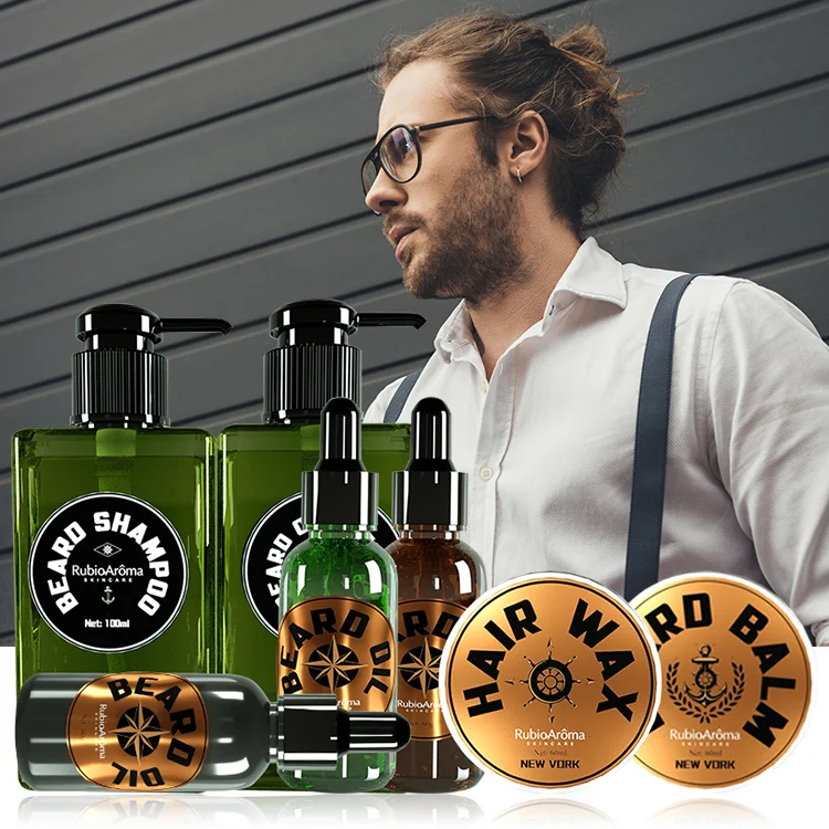 Оптовая продажа, Лидер продаж, набор для натуральной бороды, наборы для ухода за бородой, маслом и бальзамом, подарочная упаковка, дорожная сумка для мужчин, набор для роста бороды