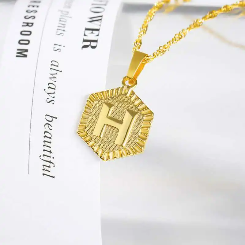 Gold Plated Charm Name Pendant Initial 