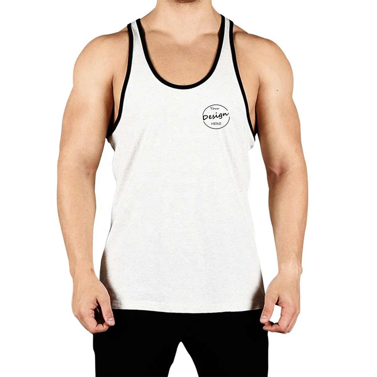 Wholesale Contrast Brim Men’s Tank Top Blank Sleeveless Jogging Wear Men Tank Top Active Tank Top for Men