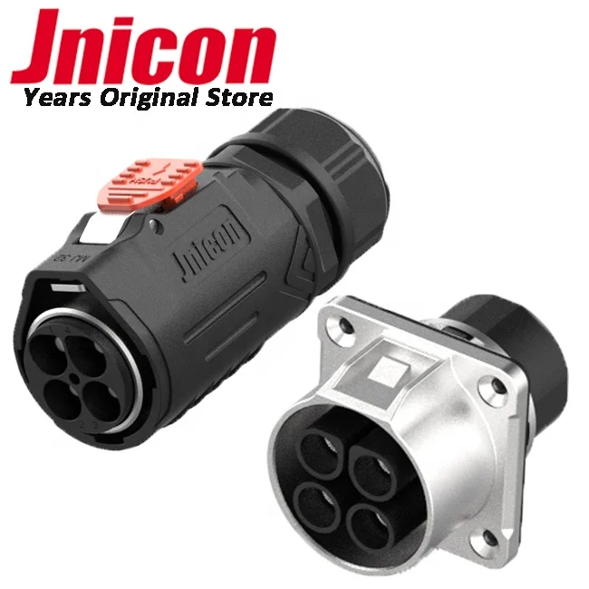 IP65 IP67 Jnicon MJ32 Male Plug and  Female  Receptacle 4 Pin Connector Waterproof