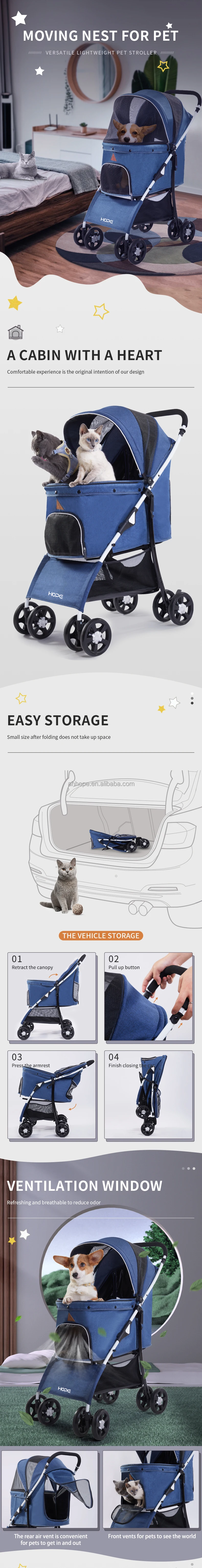 Cheap Collapsible Sturdy Dog Pram Pet Travel Cart For Small Medium Dog