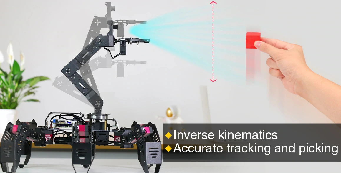 SpiderPi Pro Hexapod Robot Smart Robot with AI Robotic Arm Powered by Board for Raspberry Pi 4B 4GB