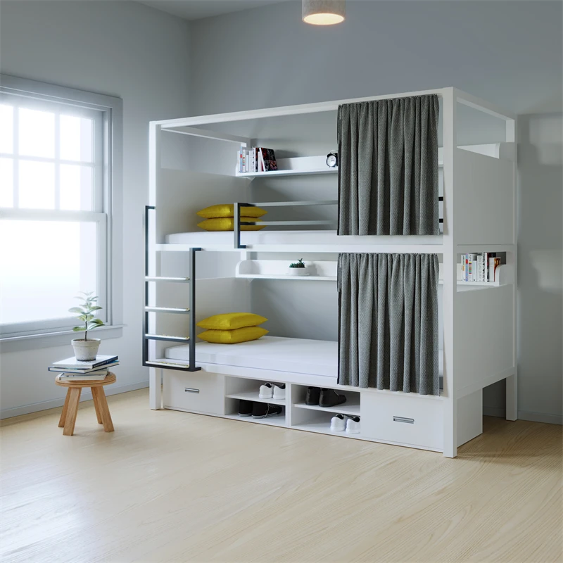 Factory Free 3D Design Service Single Double Metal Dormitory Beds Adults Students Durable Modern Bunk Beds for Apartment School