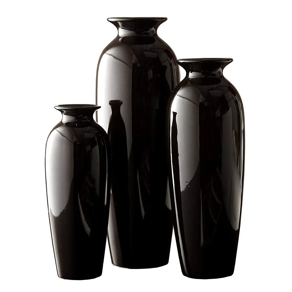 Ваза черная матовая. 1563290567-Pure-Black-Ceramic-Vases-c_Ceramic+Vases. Напольная ваза. Вазы в интерьере. Черная напольная ваза.