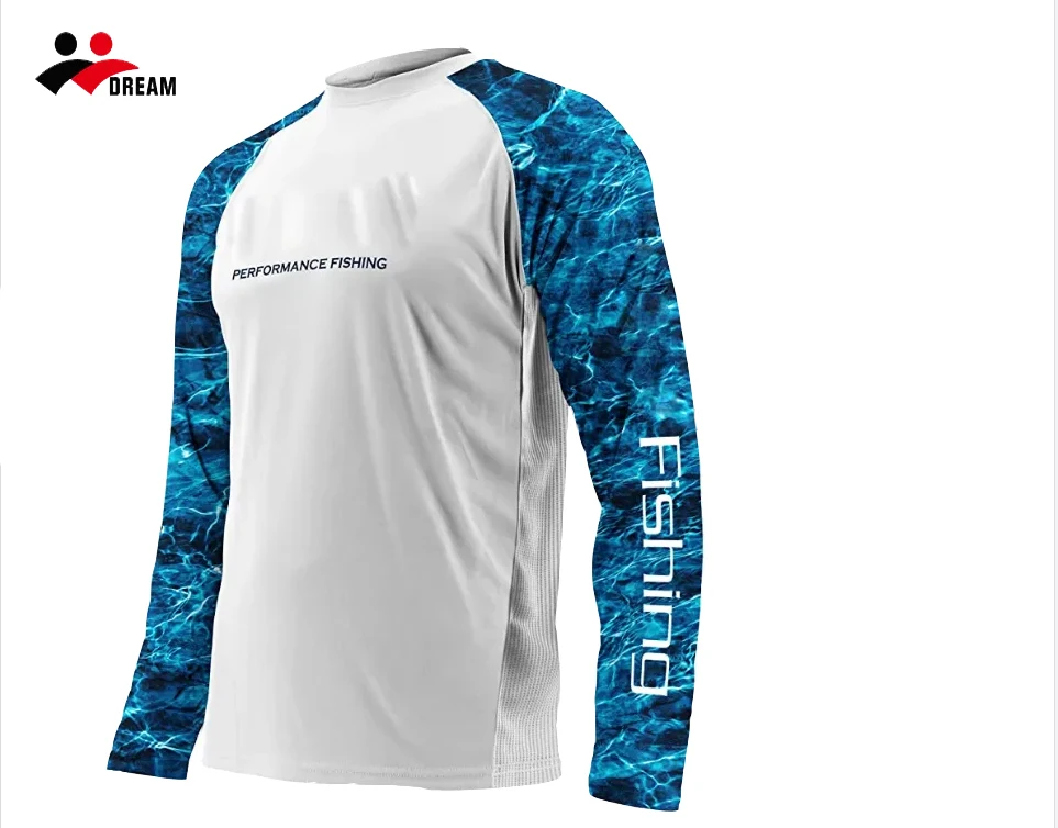 Personalizzato UPF50+ Protezione solare Assorbimento dell'umidità Poliestere Spandex Abbigliamento da pesca Manica lunga da uomo Maglia ventilata UV Pesca833_voghion.com