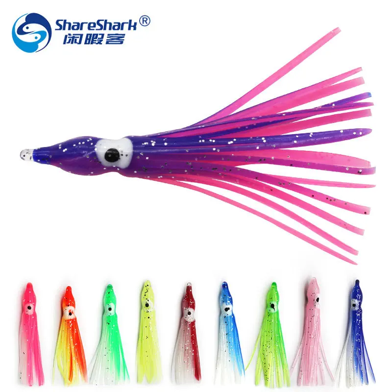 100pcs Squid Skirts Saltwater Octopus Lures Soft Plastic Octopus Squid  Skirt Glow Lures Trolling Octopus Skirts Fishing Tackle