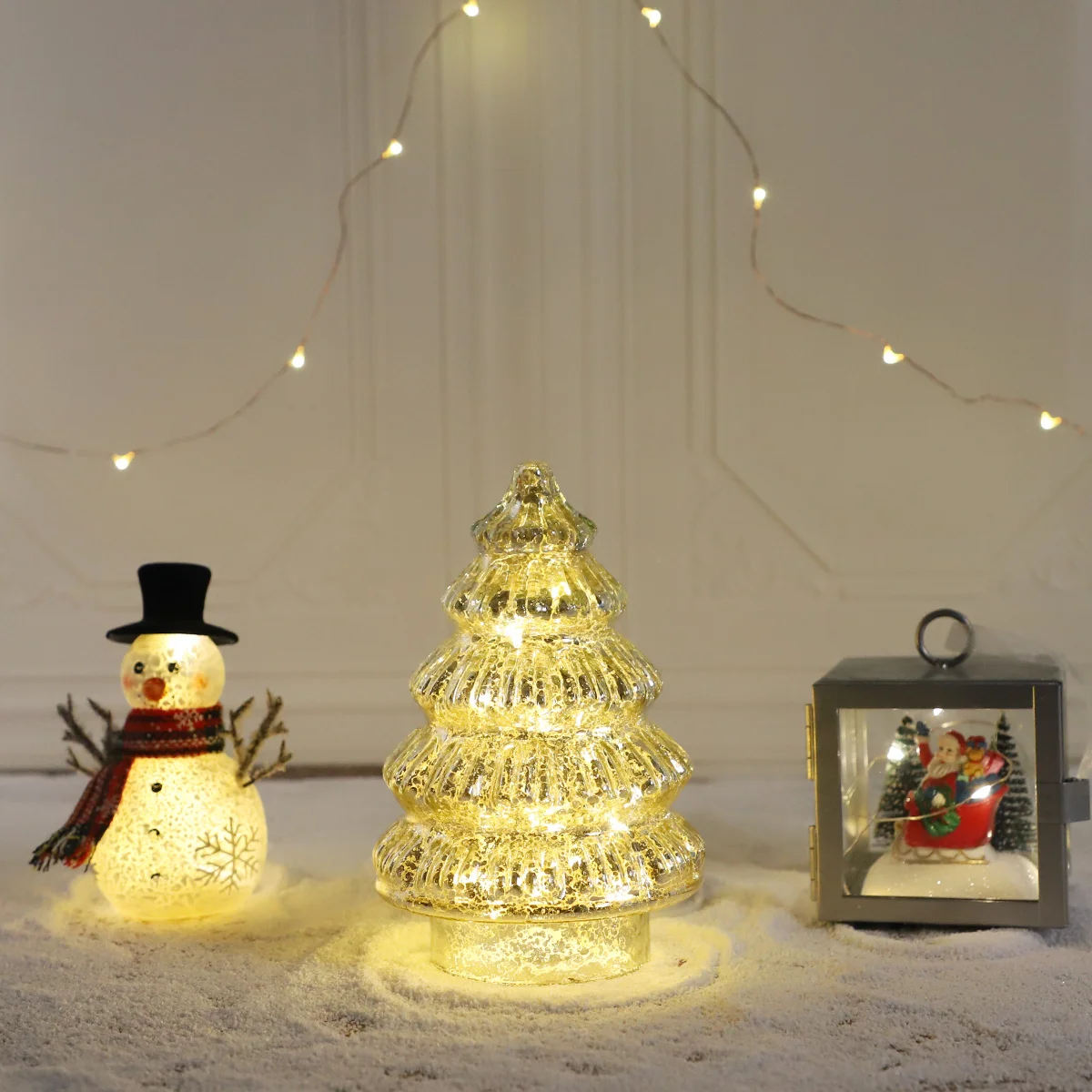 christmas decoration for supermarket decoration for table color led glass chriastmas tree colored glass christmas trees