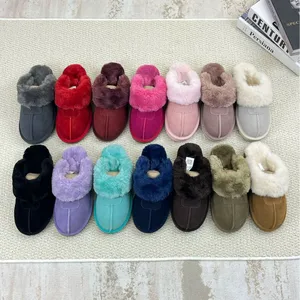 2026 New Leather Design Winter Shoes Fur Home Sheepskin Slippers Ladies Luxury Platform Shoes Ladies Zapatos Mujer for Women