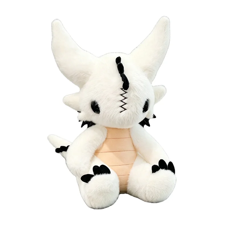 Cute White Little Dragon Plush Toy, Soft Comforting Doll, Filled