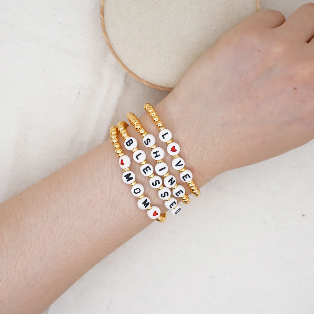 LOVE Letters Beads Bracelets & Bangles Gold Crystal Heart Charm Bracelets  For Women Pulseria DIY Jewelry SBR170010 - AliExpress