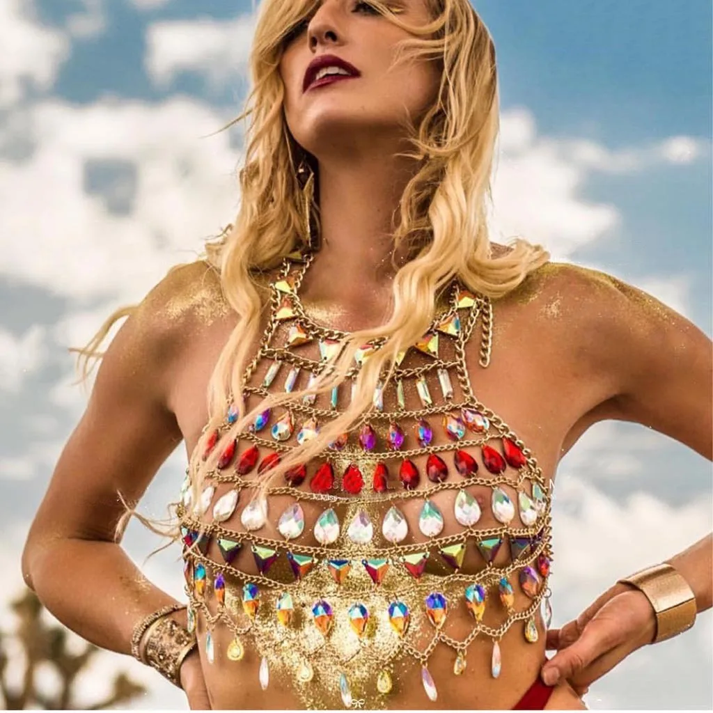 Exploding Nightclub Dripping Gem Hanging Neck Hollowed Out Vest Bikini Body Chain