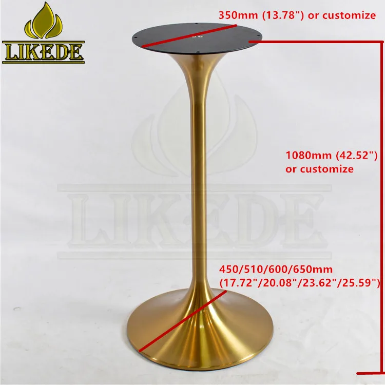 Hot Sale Brushed Gold SS304 Stainless Steel Table Base Elegant Furniture Legs for Bar Tables