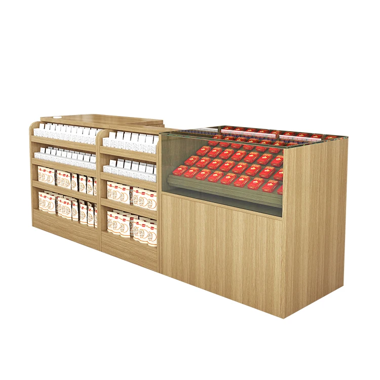 Customized Supermarket Checkout Counter Cash Counter Table Design MDF Cashier Convenient Store Check Out Counter