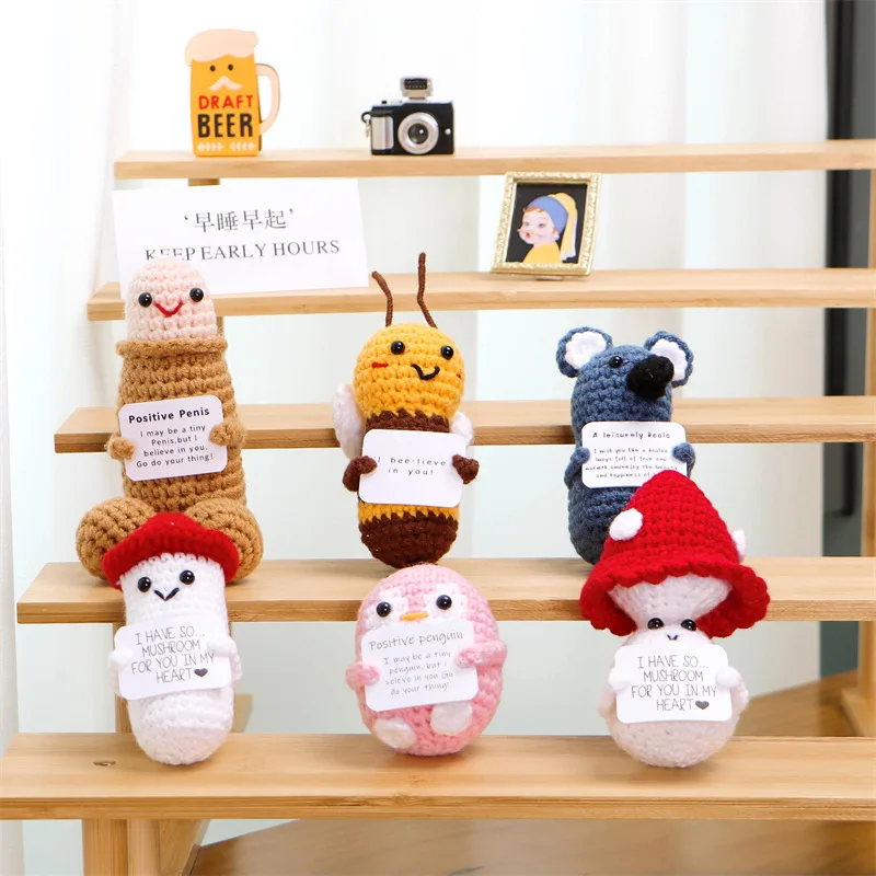 TOYMIS Lustige Positive Kartoffel-Figur, 5,1 Cm – Gestrickt, Niedlich, Als Geschenk Oder Deko