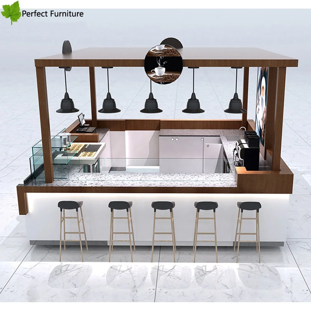 High End Coffee bar Counter Cafe Shop Design Customized Fast Food Kiosk