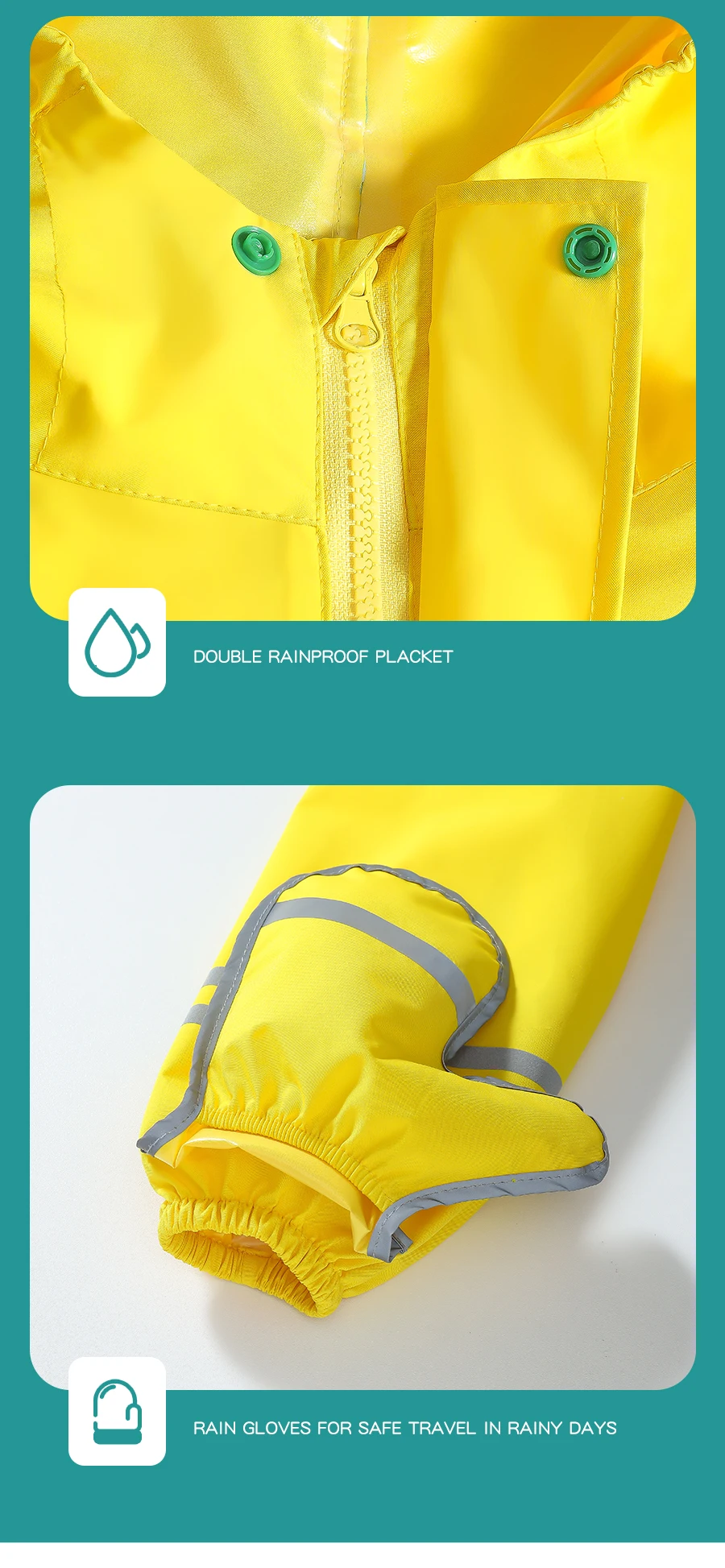 Back to school waterproof raincoat cartoon print raincoats with schoolbag children's rain coat for kids students details