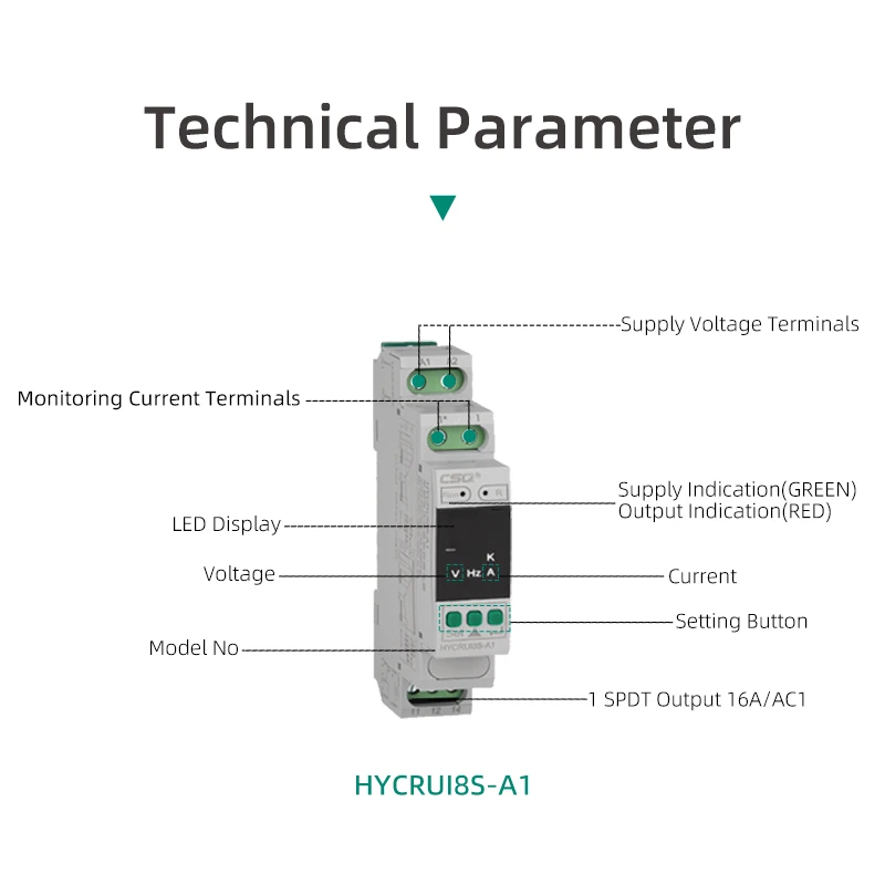 CSQ HYCRUI8S-A1 Single Phase Voltage Current Monitoring Relay AC DC Monitor Undervoltage Overcurrent Digital Timer Relay