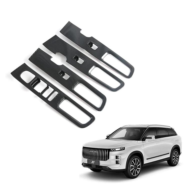 Tampa do Elevador de Vidro do Apoio de Braço para Chery Jaecoo J7 Acessórios Painel de Controle do Vidro em ABS com Estilo Carbono Acessório Interno